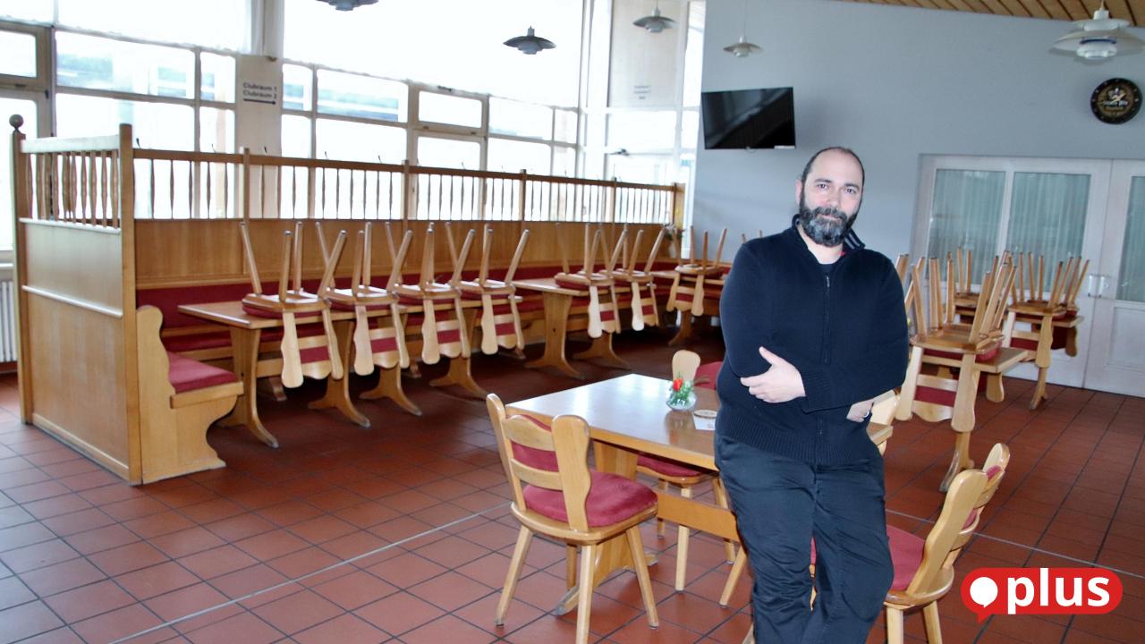 Landlord Stefan Harmsen leaves the restaurant at the sports park