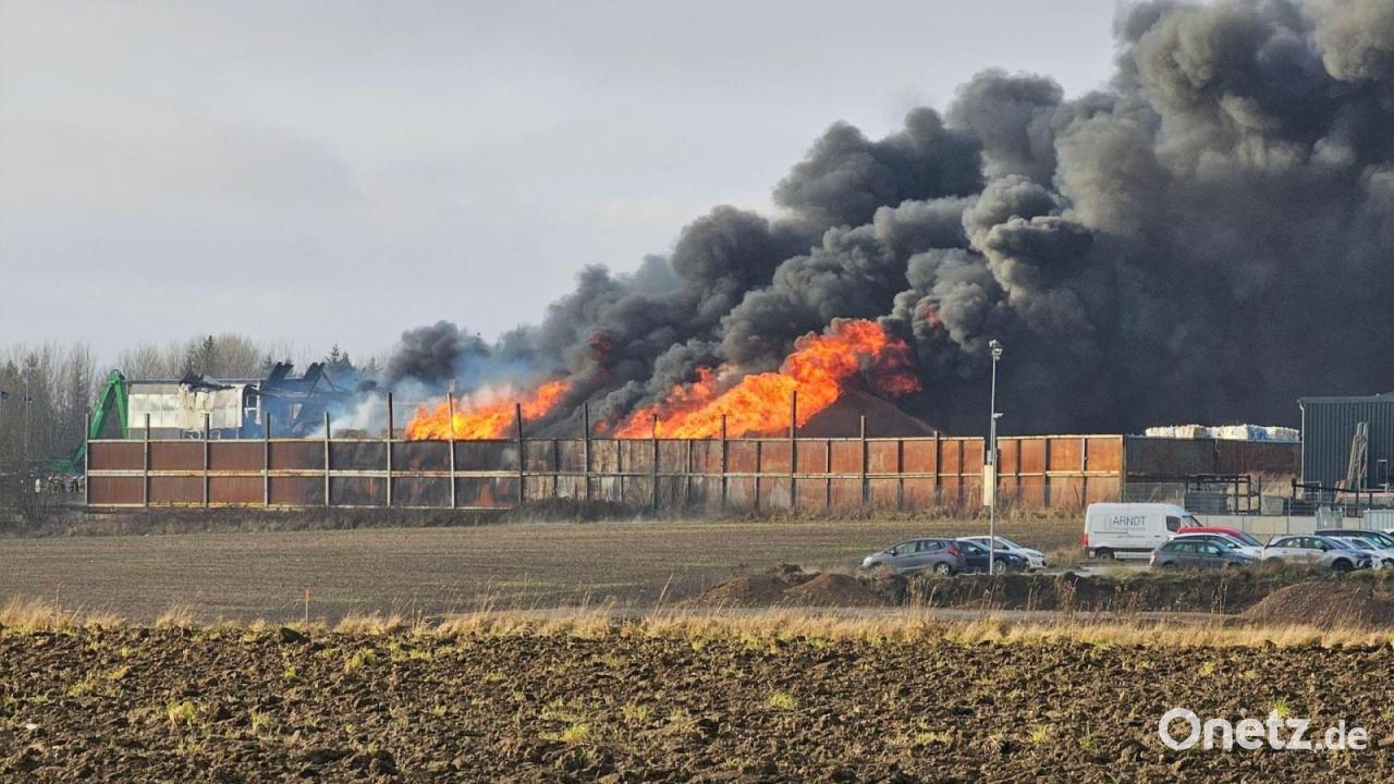 Großbrand von Lagerhalle mit Papier - ein Verletzter