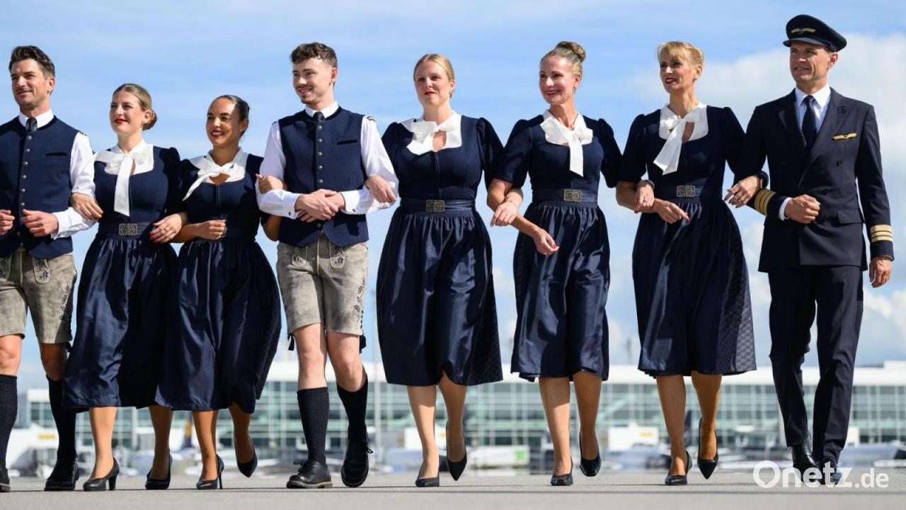Lufthansa-Crews fliegen zum Wiesn-Start in neuer Tracht