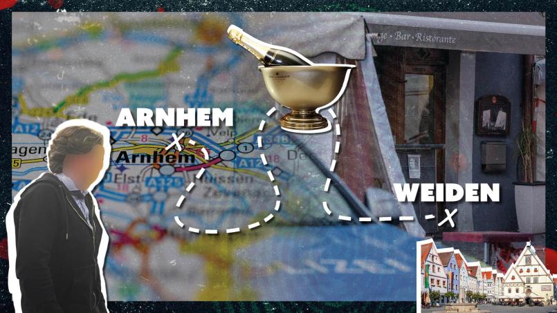 Bildmontage: Franka Eichl
In der neuen Podcast-Folge von „Crime Daheim“ berichtet das Gerichtsteam von Oberpfalz-Medien über den Champagner-Fall aus Weiden: Von der tödlichen Partynacht, über einen gescheiterten Drogenschmuggel bis zum Prozessbeginn.