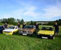 Einen kleinen Vorgeschmack auf das Opel-Treffen geben die schon historischen Opel Kadett C-Coupes aus den Jahren 1977 und 1979, sowie der Diplomat-B, Baujahr 1977. Christian Kraus, Martin Neuber, Reinhold Reil, Manfred Krämer, Uwe Frank und Manuel Wagner (von links) hoffen auf viele Besucher in den Naabwiesen bei Oberwildenau	Bild: bey