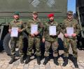 Stabsgefreiter d. R. Johannes Sperer, Obergefreiter d. R. Robert Hoyer, Stabsgefreiter d. R. Rene Dick und Hauptgefreiter d. R. Ernst Hampel (von links) von der KSRK Mitterteich holten sich mit hervorragenden Schießleistungen jeweils die Schützenschnur in Gold. 	Bild: exb