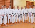 Karateka aus dem Dojo Vohenstrauß trainieren mit Helmut Körber (Mitte), um sich hoffentlich noch in diesem Jahr den nächsthöheren Gürtel umschnüren zu dürfen.  	Bild: dob