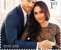 Die Sonderbriefmarke mit dem offiziellen Verlobungsfoto von Prinz Harry und Meghan Markle.  	Bild: Alexi Lubomirski/Royal Mail/dpa