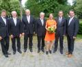 Bild: (usc)
Grund zur Freude aufgrund guter Wirtschaftszahlen und einstimmiger Entlastung durch die Vertreterversammlung hatten am Ende Aufsichtsrat und Vorstand der VR-Bank eG Amberg. Von links stellvertretender Aufsichtsratsvorsitzender Georg Wittmann, die wiedergewählten Mitglieder Gerhard Gradl und Bernhard Schöppl, Aufsichtsratsvorsitzender Johann Niebler, das neue Mitglied Ulrike Pongratz und die Vorstände  Andreas Reindl und Dieter Paintner.