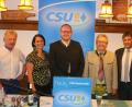 Bild: sne
CSU-Ortsvorsitzender Gerald Morgenstern kann beimJohanni-Dämmerschoppen Tanja Renner, Andreas Meier, Toni Dutz und Edgar Knobloch (von links) für ein Referat über aktuelle politische Themen gewinnen.