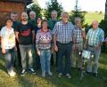 Bild: jr
75. Geburtstag feierte August Kistenpfennig, ihm zu Ehren gratulierte der Schützenverein Großensees. Unser Bild zeigt (von links) Schwägerin Hedwig Kraus, Helmut Kipferl, Sohn Martin, Erich Völkl, Tochter Anita, Gattin Hildegard, Georg Bauer, Jubilar August Kistenpfennig, sowie die Musiker Andreas Gleißner, Hermann Malzer und Karl Gleißner.
