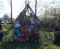 Bild: exb
Das Bohnen-Tipi kurz nach dem Anlagen im Vereinsgarten.