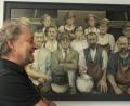 Bild: prh
Stefan Schadeck beherrscht es, Gesichter zu zeichnen und zu malen wie in seinem Ölgemälde über die Lehrlingseinstellung 1918 in einer Neustädter Bleikristallglasfabrik.. Er ist aber nicht nur Karikaturist sondern ein vielseitiger Künstler. Das stellt er in der Ausstellung "Glas, Stadt, Zoigl" zum 800-jährigen Stadtjubiläum eindrucksvoll unter Beweis.