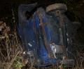 Bild: dob
Der VW-Polo blieb total demoliert auf der Fahrerseite im Gebüsch liegen.