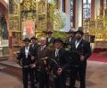 Bild: jzk
Nach der feierlichen Hubertusmesse in der Stadtpfarrkirche in Lohr bedankt sich Peter Amann von den Lohrer Jagdhornbläsern (vorne, Mitte) bei den Kaibitzer Schlossbläsern für ihre musikalischen Beiträge.