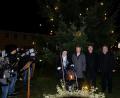 Bild: Stefanie Gradl
Nachtwächter Tschung entzündet zusammen mit den drei Bürgermeistern (von links) Thorsten Grädler, Hans-Martin Schertl und Heinrich Ruppert feierlich die Lichter am Christbaum auf dem Vilsecker Marktplatz.