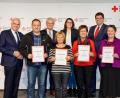 Bild: exb
Die Arbeitsjubilare des Kreisverbandes Tirschenreuth im BRK Vera Ziegler (rechts), Brigitte Bauer (Dritte von rechts), Elisabeth Fehr (Vierte von links) und Armin Schoof (Zweiter von links) mit BRK-Präsident Theo Zellner (Dritter von links) , BRK-Landesgeschäftsführer Leonhard Stärk (links), BRK-Kreisgeschäftsführer Holger Schedl (Zweiter von rechts) und Amelie Bösl, Personalservices (Vierte von rechts).