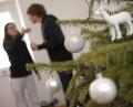 Bild: Andreas Gebert/dpa
Ein Pärchen streitet sich am hinter einem geschmückten Christbaum. Wenn die Familie sich um den Weihnachtsbaum schart, kracht es schnell.