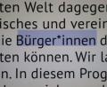 Bild: Doreen Garud/dpa
In diesem Text  ist ein Gendersternchen zu sehen. Gendersternchen ist Anglizismus des Jahres 2018.