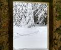 Bild: exb/Ernst Meindl
Blick aus dem Fenster des "Fleischhackerhauses" auf die verschneite Landschaft rund um Bügellohe.