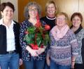 Bild: lgc
Für 20-jährige Zugehörigkeit zum Katholischen Frauenbund wird Margit Grünthaner (Zweite von links) geehrt. Die Vorstandmitglieder Elisabeth Nickl (von links), Martina Wiesnet, Christa Wilterius und Veronika Geigenmüller, gratulieren und danken der Jubilarin.