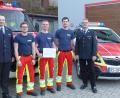 Bild: gto
Die Feuerwehr Lintach übergibt eine Spende an die First Responder Freudenberg (von links): Kommandant Benjamin Weiß, Jugendwart Philipp Haindl, Vorstandsmitglied Johannes Winkler, First-Responder-Leiter Tobias Hirn und Vorsitzender Tobias Göbl.