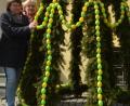 Bild: dob
Frauenbundmitglieder legen schnell noch die letzten Handgriffe an, bevor die Krone auf den Brunnen gehoben wird.