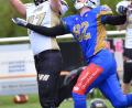 Bild: A. Schwarzmeier
Die Weiden Vikings (blaue Trikots) landeten gegen Plattling einen Auftaktsieg in der Landesliga. Doch noch längst lief nichts alles rund bei den Footballern der DJK Weiden.