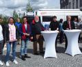 Bild: Bühner
Europatag auf dem Campus der OTH in Weiden. Es diskutierten(von links) Robert Peter von der FreeInterrail-Initiative, Susanna Schmitt und Robin Mudry vom Landesvorstand Junge Europäische Föderalisten, OTH-Kanzler Ludwig von Stern, Manuel Miguel-Hagemeyer, Oberbürgermeister Kurt Seggewiß und IHK-Gremiumsgeschäftsführer Florian Rieder.