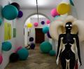 Bild: Petra Hartl
Skurril, ästhetisch streng, zeitgeistlich, schräg bis avantgardistisch, all das ist Luftkunst in Amberg. Hier eine Aufnahme aus der knallbunten Sonderausstellung
„Inflandia“ der russischen Künstlerin Sasha Frolova im Mai 2017.