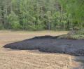 Bild: dob
Die dunkle Masse wirkt wie erkaltete Lava. Sie war rund um eine Baumgruppe in einem Waldgebiet im östlichen Teil des Landkreises aufgebracht worden.