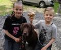 Bild: exb
Lisa und Nico zusammen mit Labrador "Linda" nach dem Schwammerlfund.