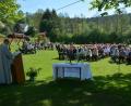 Bild: jr
Diakon Fritz Lieb hielt beim Gottesdienst im Grünen die Predigt. Mehr als 250 Gläubige waren nach Königshütte gekommen.