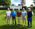 Bild: exb
Die erfolgreichsten Teilnehmer des Turniers um die Franken-Trophy mit Clubmanager Richard Eisendraut (links) und Präsident Wolfgang Ries (rechts) – Peter Franz, Wolfgang Beer und Thorsten Schrade (von links).