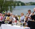 Bild: Hirsch
Pfarrer Christoph Melzl, Vikar Johannes Amberg und Chorleiter Willi Stöhr (von rechts) gestalteten den ökumenischen Gottesdienst am Murner See.