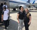 Bild: exb
Julia Simon (links) und Schützenkollegin Isabella Straub kurz vor dem Abflug zu den European Games nach Minsk.