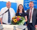 Bild: hai
Aufsichtsratsvorsitzender Konrad Wolf (links) und Bankenvorstand Peter Porsch verabschieden Simone Walter aus dem Gremium.