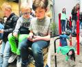 Bild: Birgit Zimmermann
Das Augustinus-Gymnasium in Weiden fragt sich: Was wollen wir: Schüler, die auf Handys starren, oder Schüler, die an Gerüsten hangeln? Derzeit läuft ein Kompromiss: Handys sind erlaubt, aber die private Nutzung ist räumlich und zeitlich beschränkt. Beide Schülergruppen auf den Bildern machen demnach nichts verkehrt.