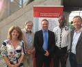 Bild: exb
Auch Weidener sind im Dokumentationszentrum unter den Gästen (von rechts): Georg Restle (Moderator von Monitor), Hamado Dipama (Sprecher des bayerischen Flüchtlingsrats), Ali Daniel Zant (Weiden ist bunt), Stadtrat Veit Wagner (Vertreter der Stadt Weiden und Sprecher von Weiden ist bunt), Silke Schröck.