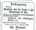 Bild: exb
Ein Zeugnis aus der Geschichte des Königlichen Rentamts in Eschenbach ist diese Anzeige aus dem Jahr 1899, in der für eine Versteigerung in der "ehemaligen Rentamtskanzlei im Rathause dahier" geworben wird. Dabei ist "Baarzahlung" angesagt.