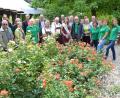 Bild: hcz
Ehrengäste und OGV- Mitarbeiter beim prächtig blühenden Rosenbeet im Schau-, Lehr- und Vereinsgarten.