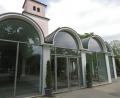 Bild: exb/Stadt Weiden
Dacharbeiten an der Aussegnungshalle am Stadtfriedhof