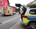 Bild: jma
Die Unfallstelle in der Speinsharter Straße: Ein Motorrad dort prallt am Montagabend gegen eine Hausmauer.