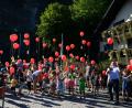 Bild: bey
SPD-Kreisvorsitzender und Schirmherr des Kinderfestes, Bürgermeister Markus Ludwig, Störnstein (rechts), hat vor wenigen Sekunden den Start für die Luftballons freigegeben.
