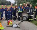 Bild: no
Die acht Jugendlichen mit ihren Betreuern bei der 24-Stunden-Übung der Feuerwehr Sunzendorf.