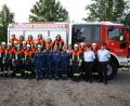 Bild: bjp
Am Erfolg hat wohl niemand gezweifelt: 21 Prüflinge der Feuerwehr Burkhardsreuth beweisen bei der Leistungsprüfung in Preißach Teamgeist und Können. Kreisbrandmeister Jürgen Haider (von links) und Kommandant Stefan Groß sind stolz auf die Truppe.
