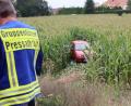 Bild: jma
Der Suzuki rutscht nach einer Schleuderfahrt in ein Maisfeld.