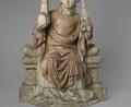 Bild:  Musée du Louvre, Dist. RMN – Grand Palais / Sylvie Chan-Liat
Die Holzfigur des Heiligen Wolfgang wird in der Bayerischen Landesausstellung in Regensburg zu sehen sein. Man erkennt den Heiligen gut an seinen beiden Attributen, der Kirche und dem Beil.