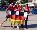Bild: exb
Das deutsche Trio Sebastian Harz, Michael Lang und Andreas Bruennert von (links) bejubelt den dritten Platz bei der Senioren-EM im Halbmarathon.