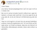Screenshot: Facebook/Landgasthof Lahner
Der Gastwirt des Landgasthof Lahner in Oberfranken bezieht klar Stellung.