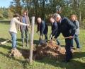 Bild: Hirsch
Die Teilnehmer an der Jubiläumsveranstaltung pflanzten Obstbäume. Das Bild zeigt von links die Verbandsvertreter Manuela Pappenberger und Harald Schlöger sowie Alois Dirrigl, die beiden stellvertretenden Landräte Albert Nickl und Joachim Hanisch und die Schwandorfer Kreisfachberaterin Heidi Schmid.