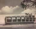 Archivbild: bkr
Hallenbad vor 50 Jahren: Heute ist die Südseite des Bades von großen Bäumen eingerahmt. Die Fassade blieb gleich.