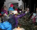 Bild: pi
Mit Vogelfutter schmücken die Kinder den Christbaum.
