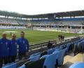 Bild: privat
Drei bis viermal jährlich sind Roland Bauer (von links), Johannes Lanz, Roman Kirschbaum und Matthias Schuster unterwegs. Anfang November haben sie das Stadion Gamla Ullevi Göteborg zum Spiel IFK Göteborg – Östersunds FK besucht.